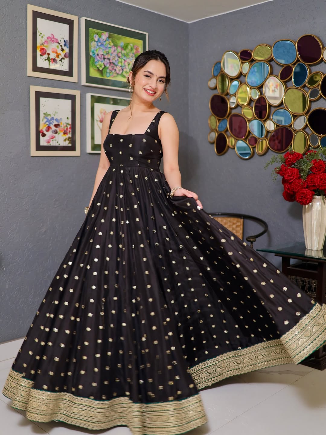 Ivory Aura Silk Anarkali Suit Set
