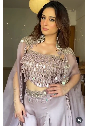 Mauve Mirror Work 3-Piece Outfit – Perfect for Weddings & Festive Nights