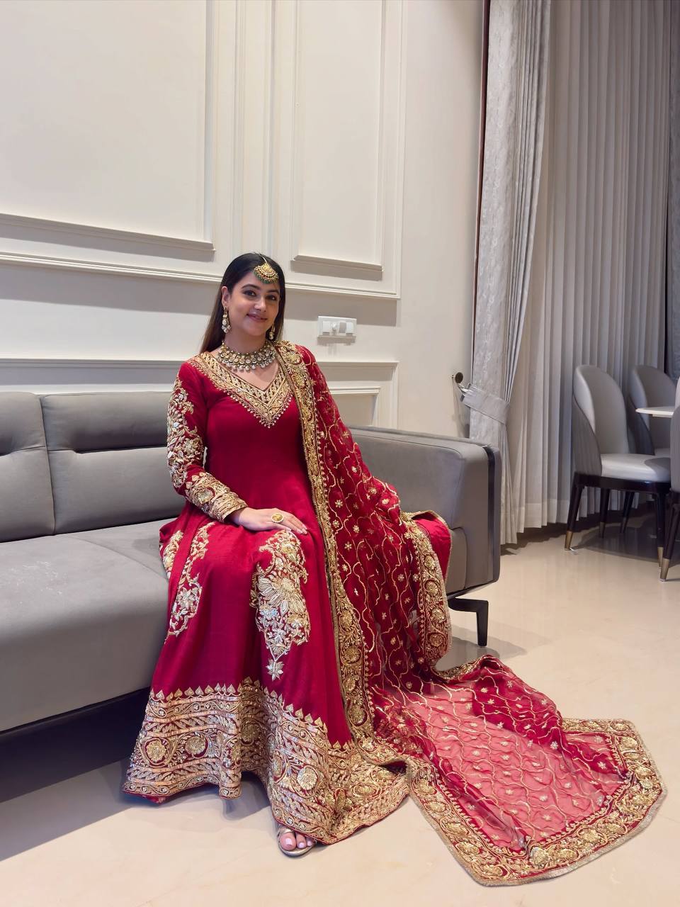 Glitzy Urban Anarkali Suit with Sequin Accents