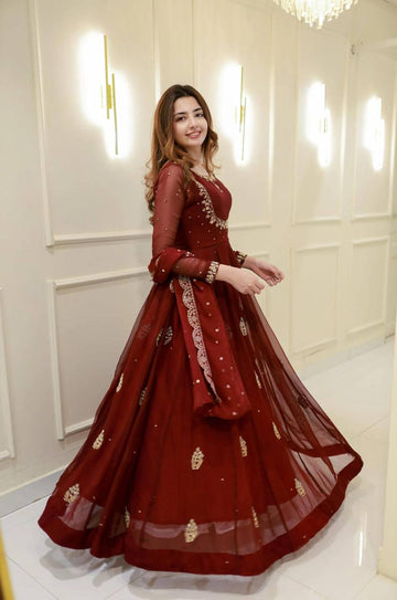 Exclusive Sequin Embroidered Georgette Gown with Dupatta ✨ | Party & Wedding Wear