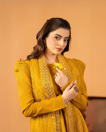 Designer Party Wear Top with Farshi Salwar & Embroidered Dupatta