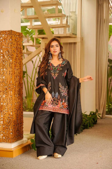 Printed Roman Fabric Kurta Pant & Dupatta