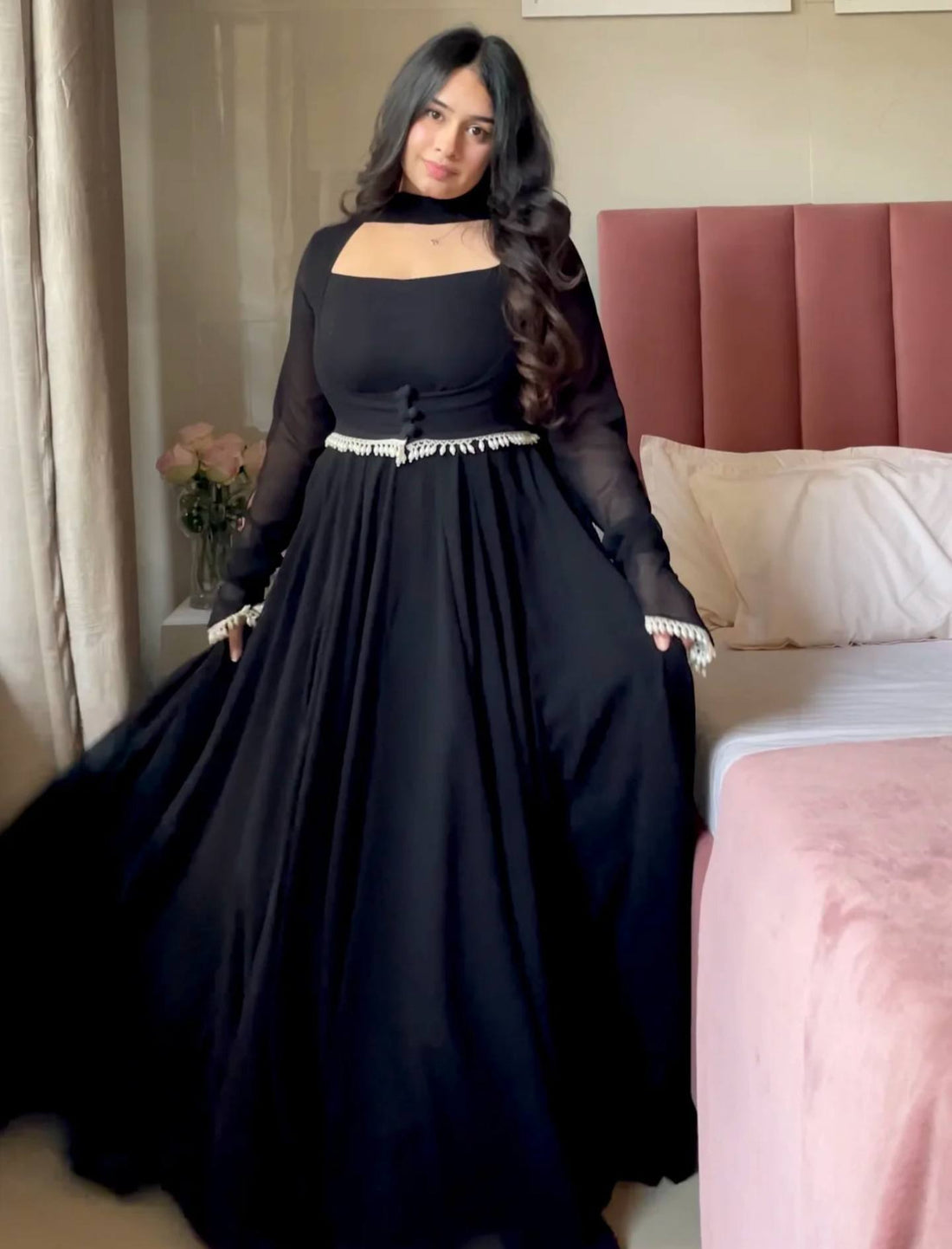 Classic Chanderi Anarkali Suit in Magenta