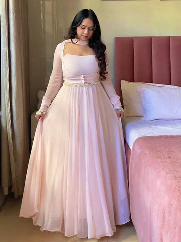 Classic Chanderi Anarkali Suit in Magenta