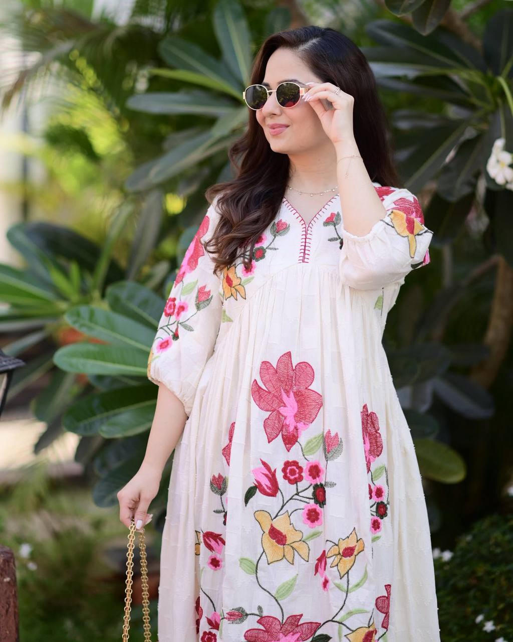 Solenne Rayon Embroidered Maxi Dress