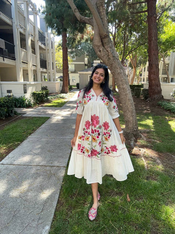 Solenne Rayon Embroidered Maxi Dress
