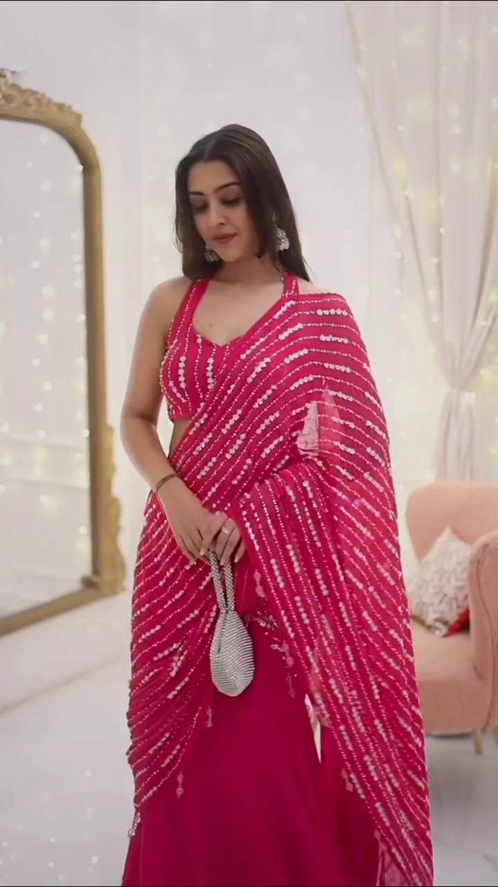 Fishcut Lehenga Saree with Sequins Blouse