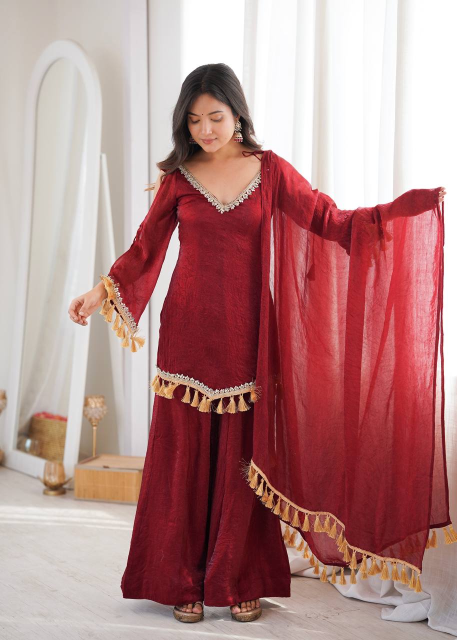Mirror Lace Doremon Crush Palazzo Set