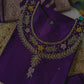 "Premium Purple Roman Silk Suit with Handwork & Nylon Muslin Dupatta"