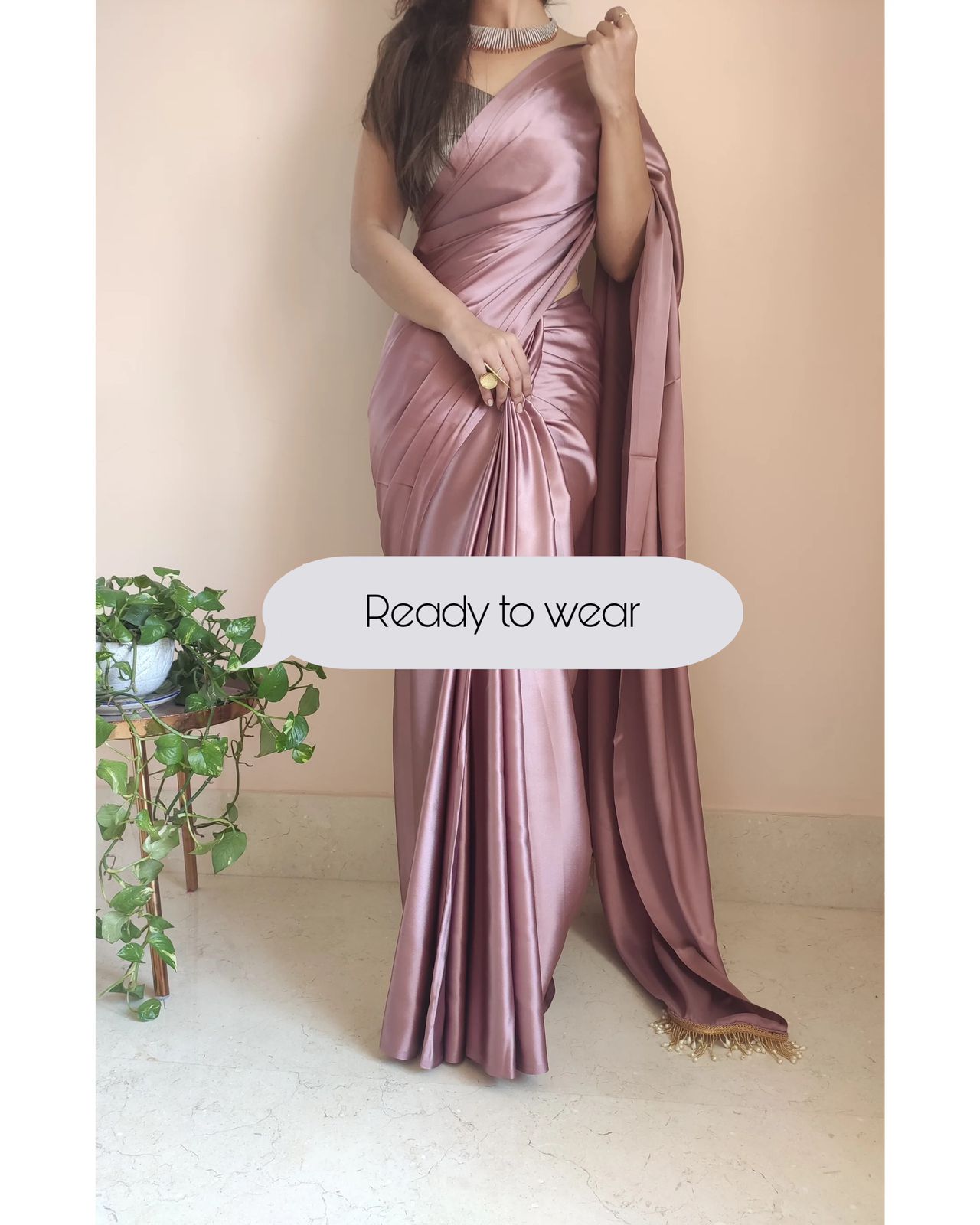 Classy ready to wear Soft Satin With Stone Embellished Detailed Border