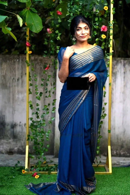 1-Min Ready to Wear saree in PREMIUM CHIFFON WITH ZARI PATTA