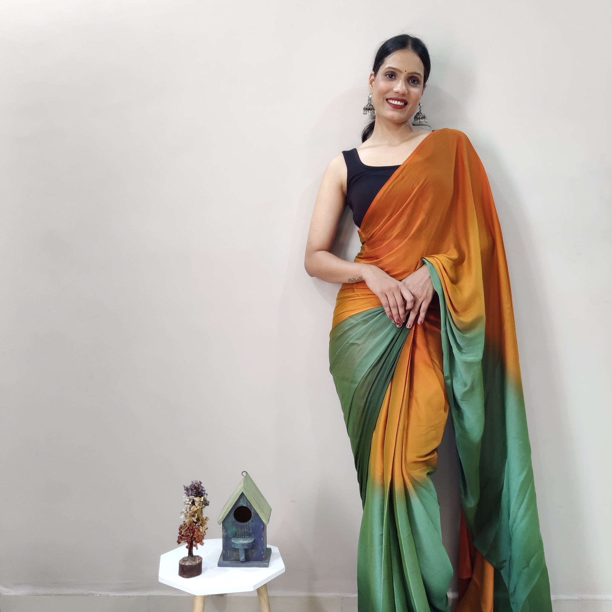 1-MIN READY TO WEAR SAREE IN PREMIUM Imported SILK WITH BLOUSE