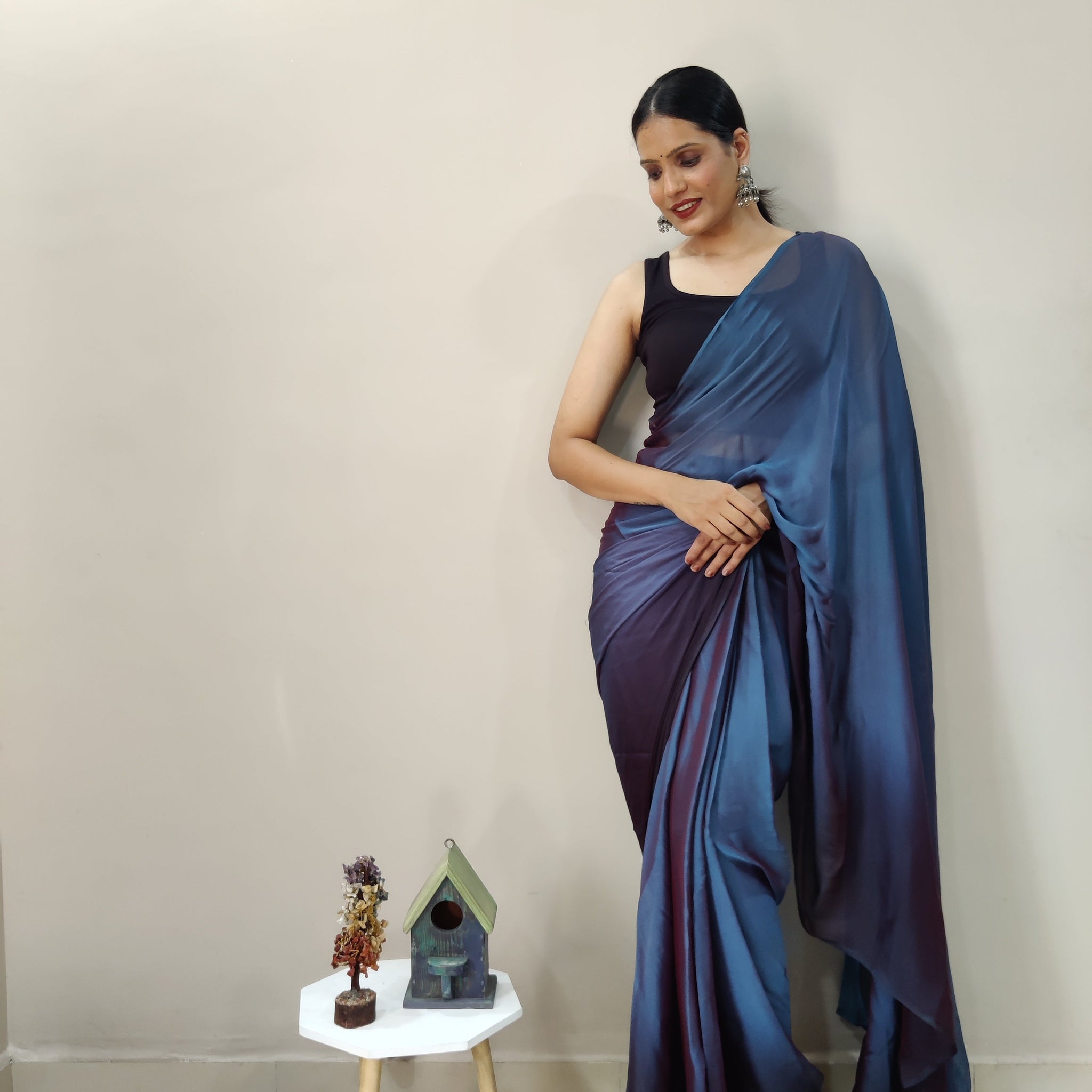 1-MIN READY TO WEAR SAREE IN PREMIUM IMPORTED SILK WITH BLOUSE