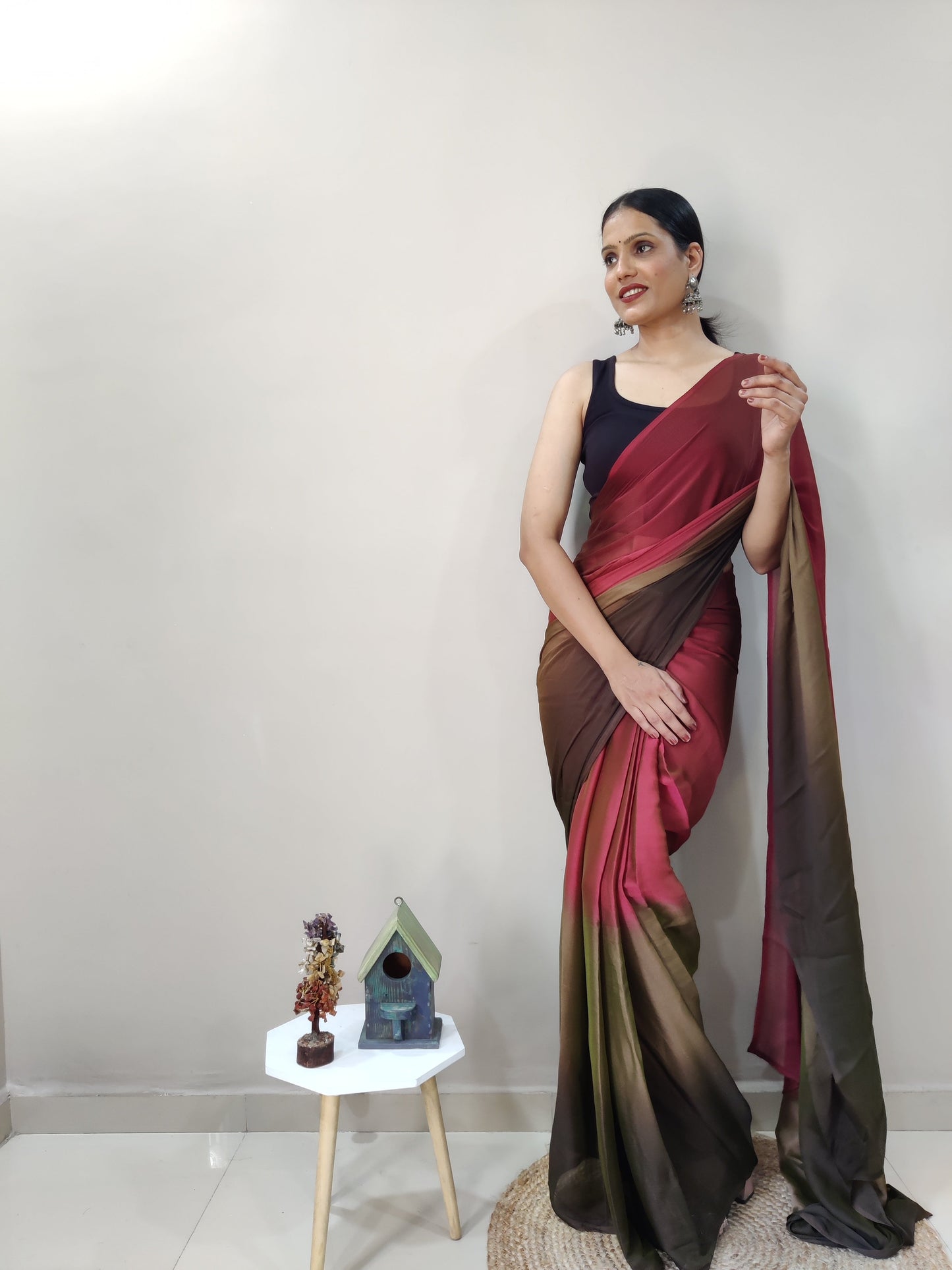 1-MIN READY TO WEAR SAREE IN PREMIUM IMPORTED SILK WITH BLOUSE