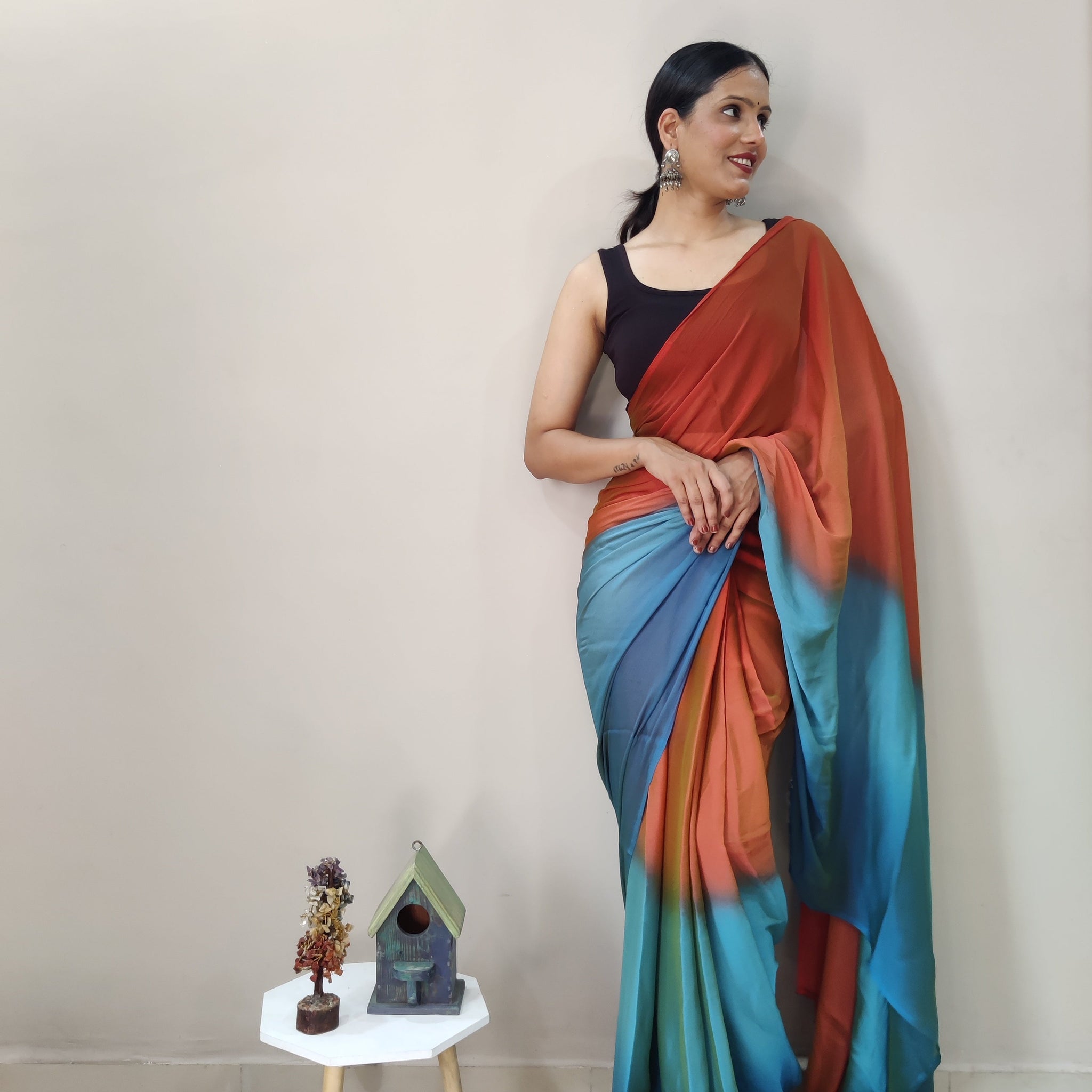 1-MIN READY TO WEAR SAREE IN PREMIUM IMPORTED SILK WITH BLOUSE
