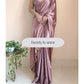 1-MIN READY TO WEAR Rose Gold Satin Silk Saree With Handmade Tassels On Pallu