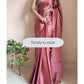 1-MIN READY TO WEAR Rose Gold Satin Silk Saree With Handmade Tassels On Pallu
